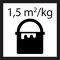 Icoon 1,5 vierkantemeter per liter