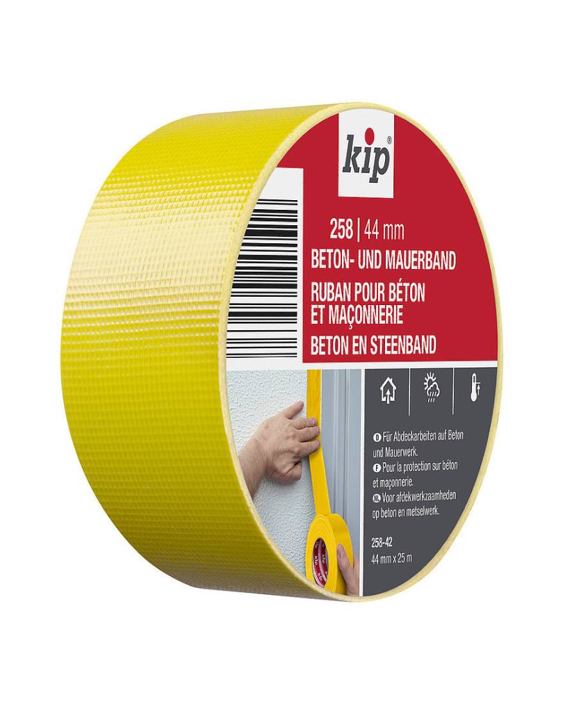 Kip beton en steenband geel