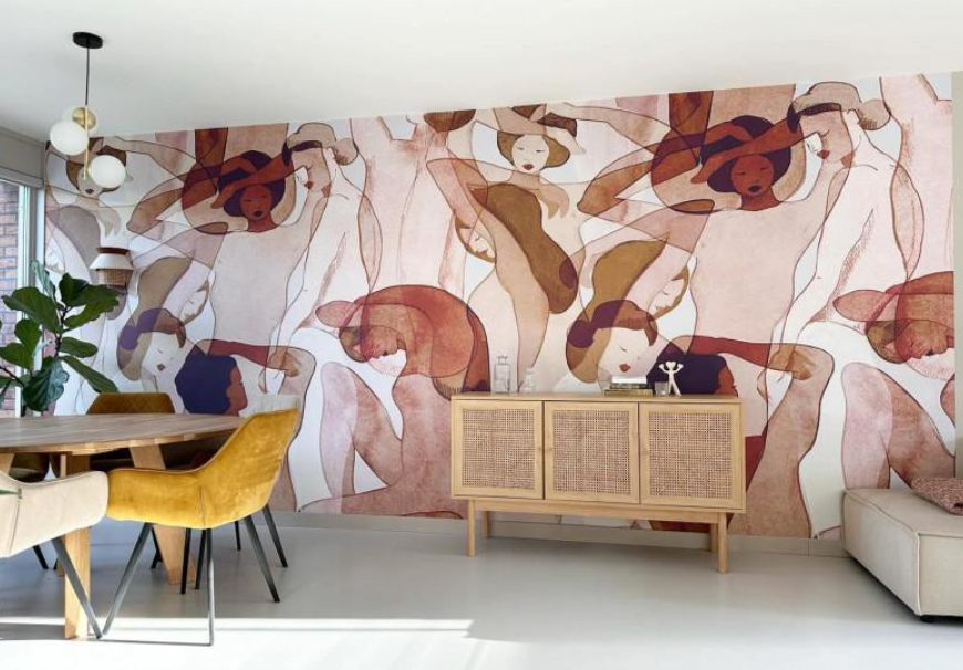 Behang in de woonkamer