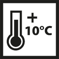 Icoon temperatuur moet boven de 10 graden zijn 